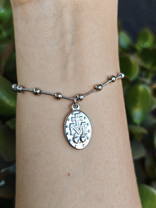 Pulsera Medalla Milagrosa en Acero Inoxidable - Colección Fe